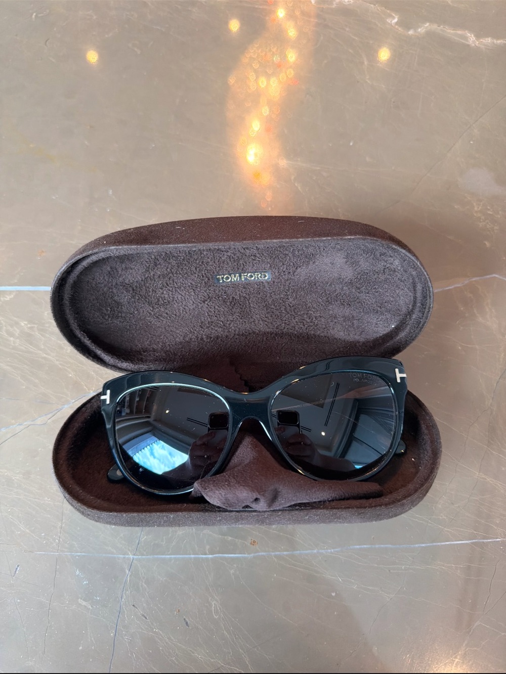 Tom Ford Black Cat-Eye Sunglasses with Dark Lenses